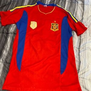 Copy Spain jersey red blue, patch size medium fast shipping
